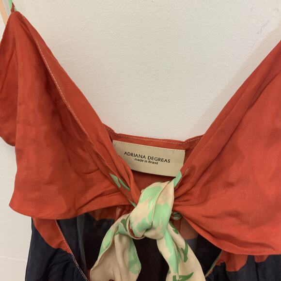 ADRIANA DEGREAS Pink Green Silk Cut Out Mini Dress Size Small - Picture 4 of 4